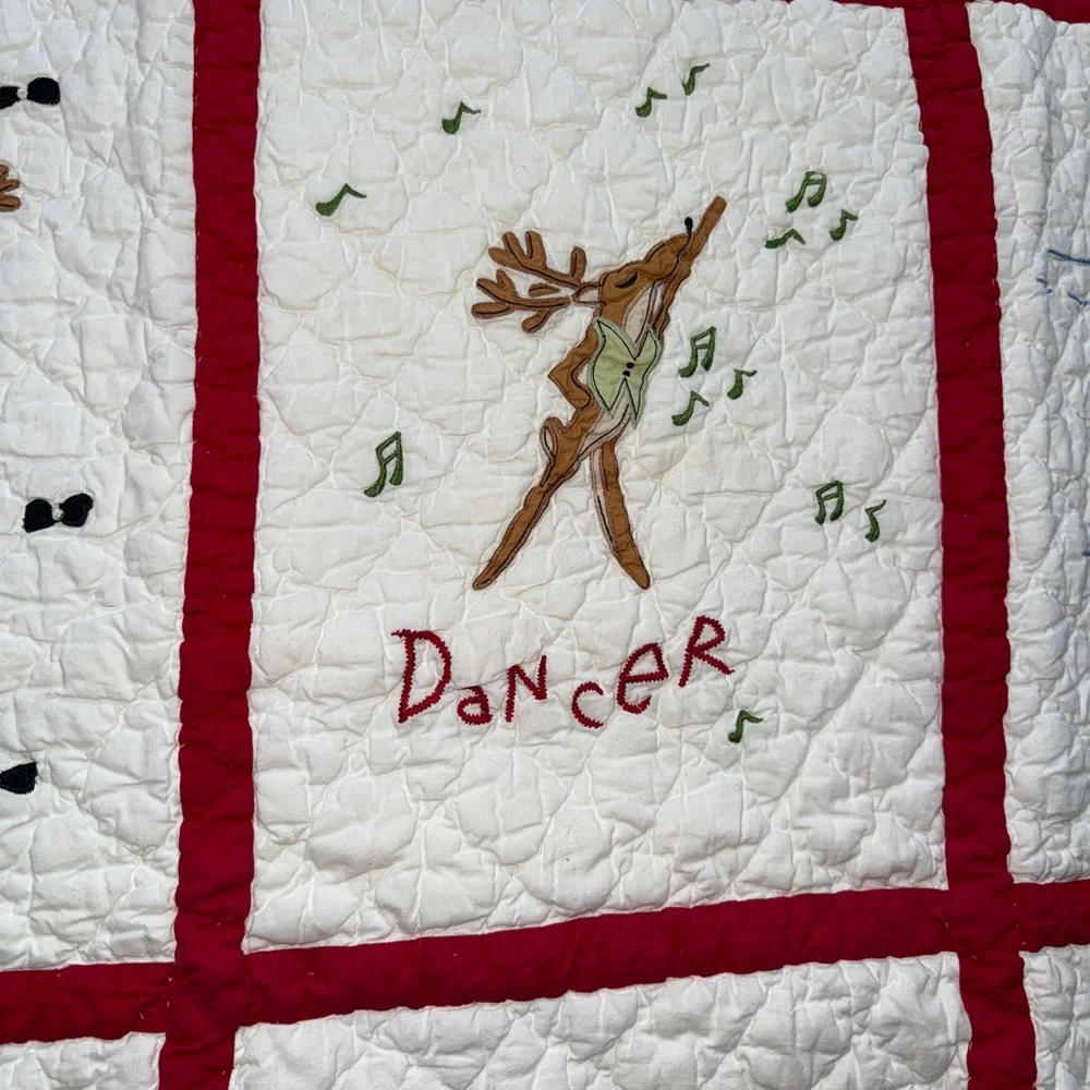 Vintage RARE Pottery Barn Kids Christmas Reindeer Baby Quilt